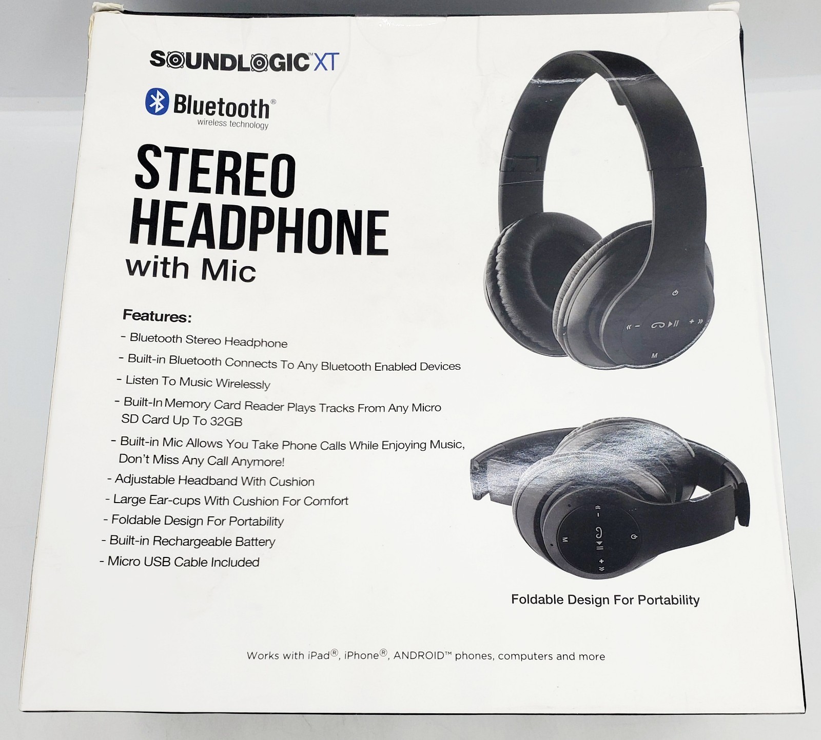 Brand New! Soundlogic XT Wireless Bluetooth HeadPhones With MIC Black Mint! 🎧🎶
