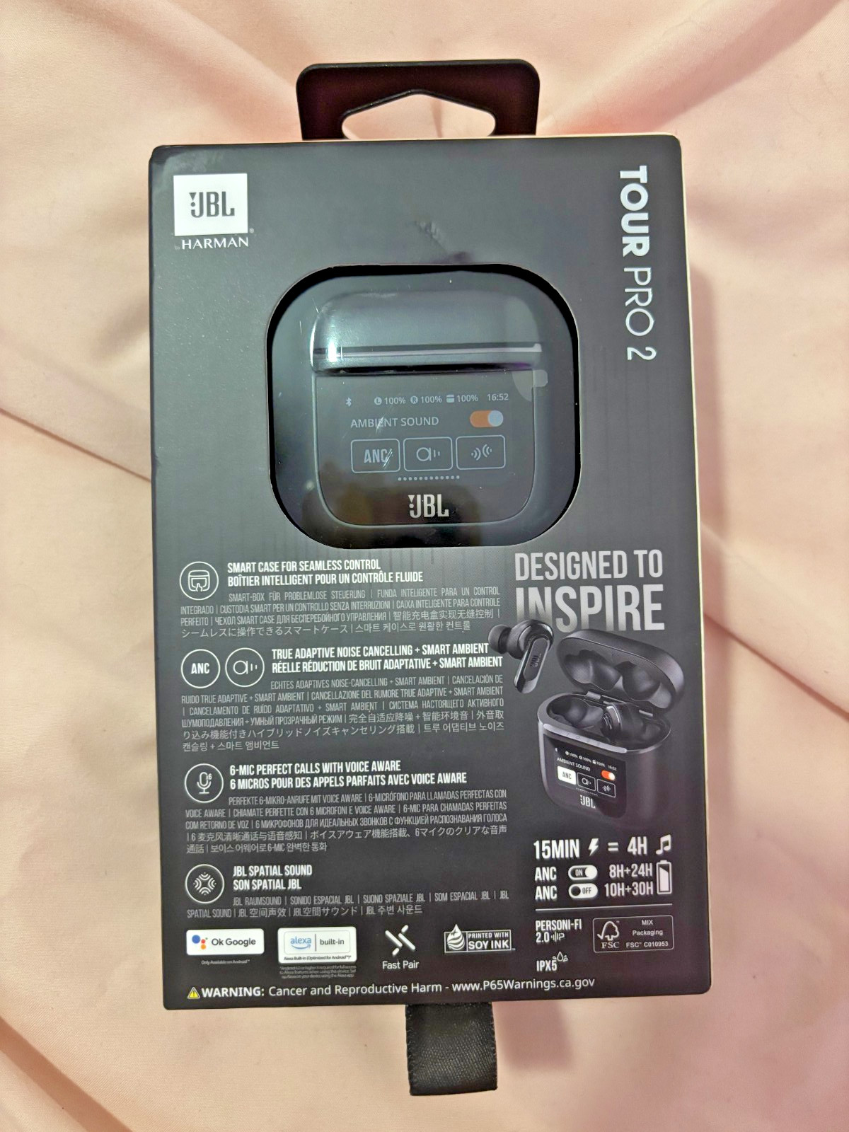 JBL Tour Pro 2 Earbuds – Touchscreen/ Smart Case, Noise Cancelling, 40H Battery