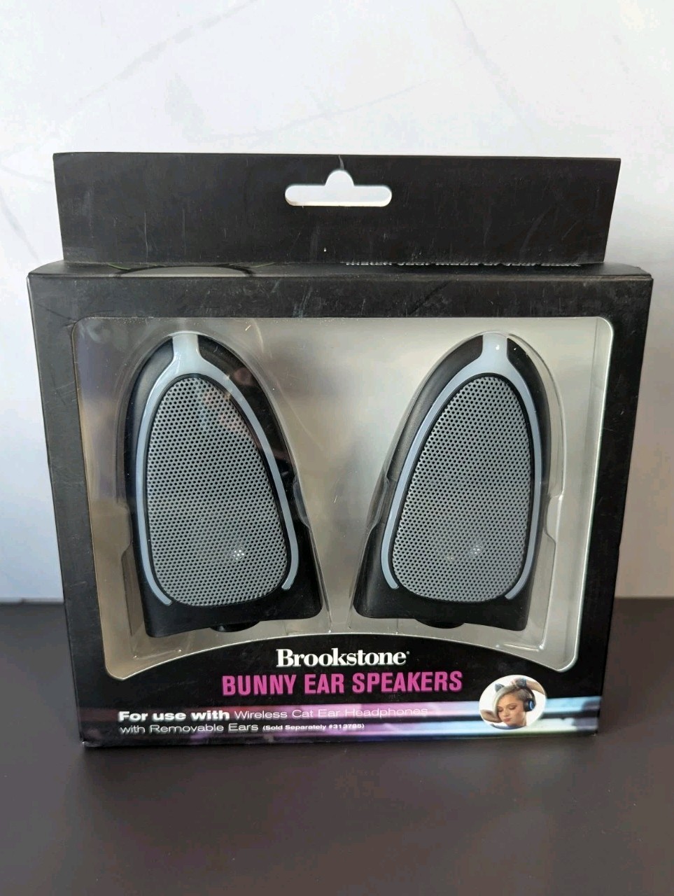 Brookstone Bunny Ear Speakers Color Changing Lights Removable Twist Rare HTF