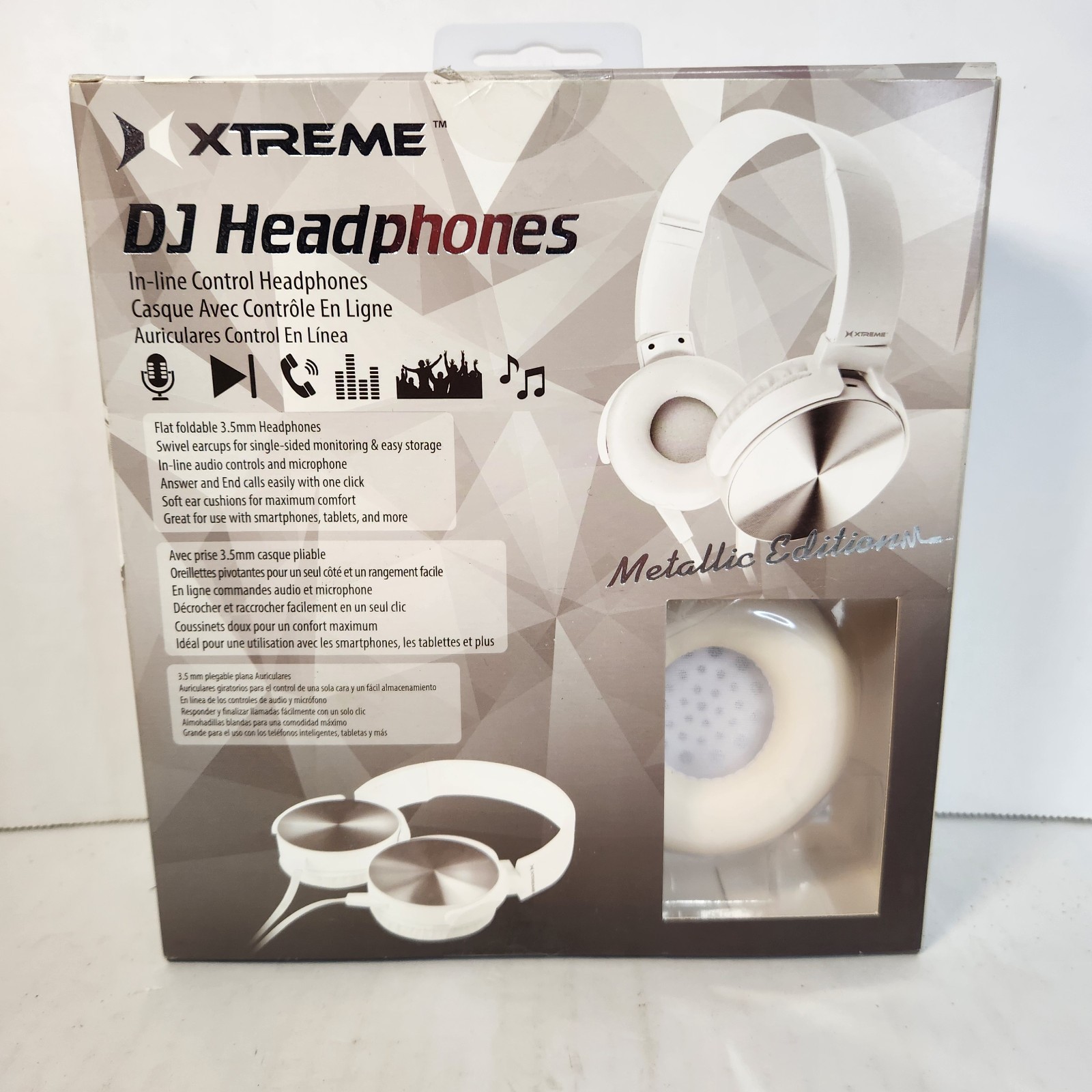 XTREME DJ Headphones Metallic Edition Wired In-Line Mic Volume Control New