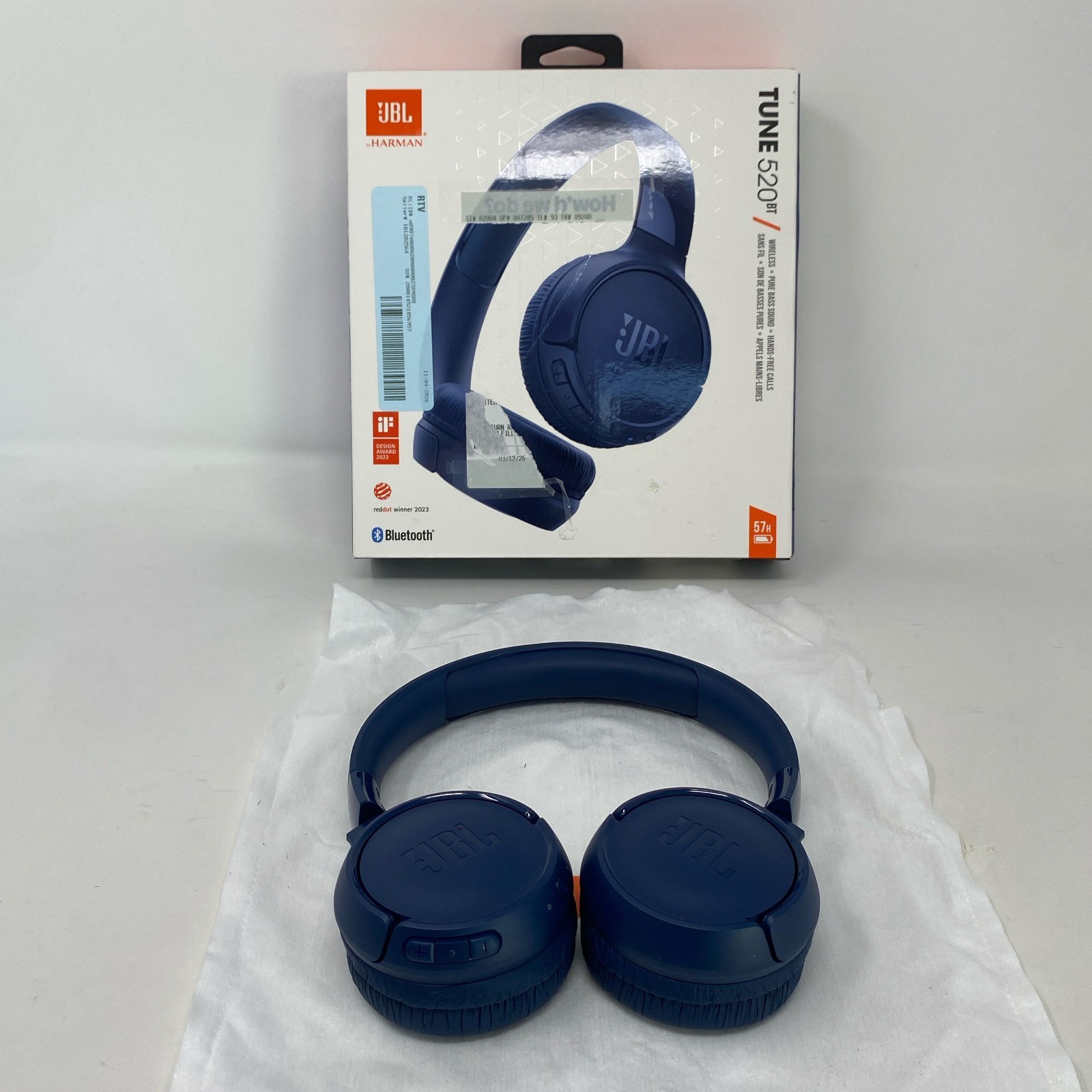 JBL Tune 520BT Wireless On-Ear Headphones Blue No USB-C Cable