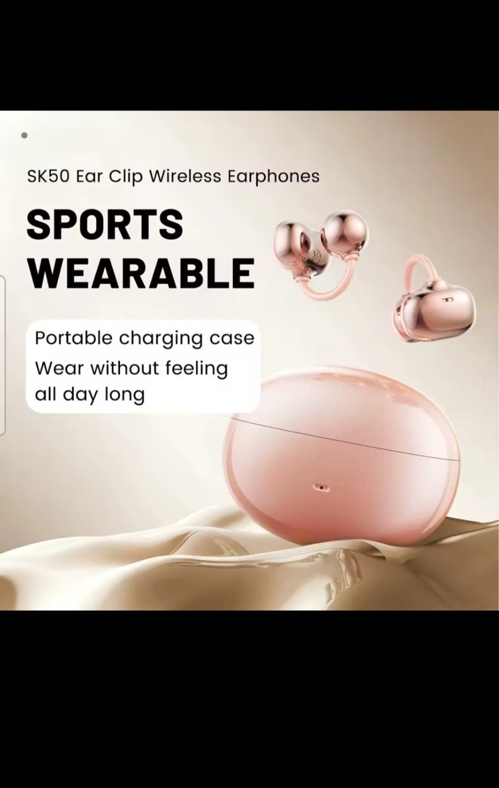 SK50 Wireless Open Ear Headphones Bluetooth 6.0 Ear Clip Mic 36H Battery Life