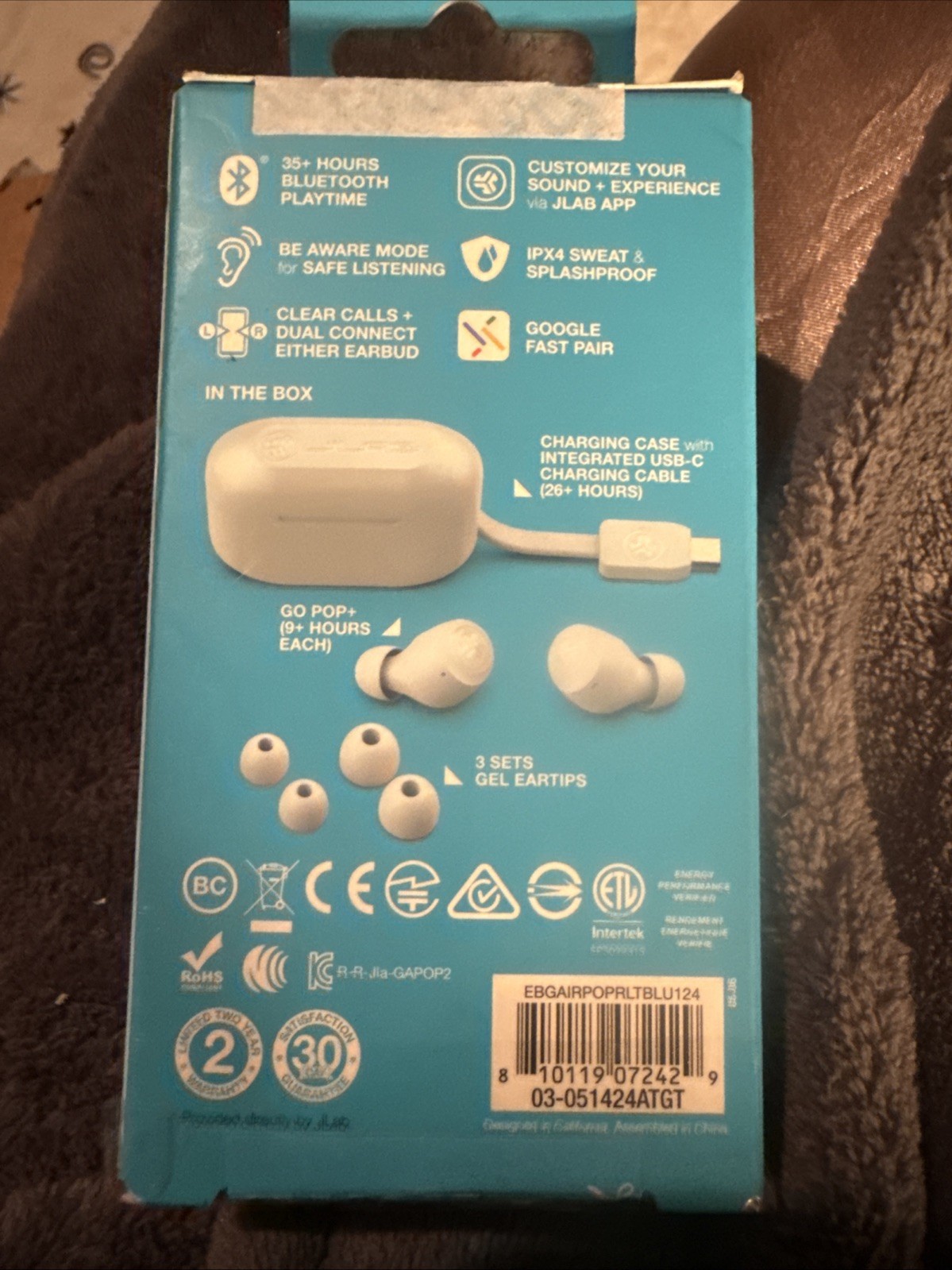 Go Pop+ True Wireless Bluetooth Earbuds Cloud – White – Grade A
