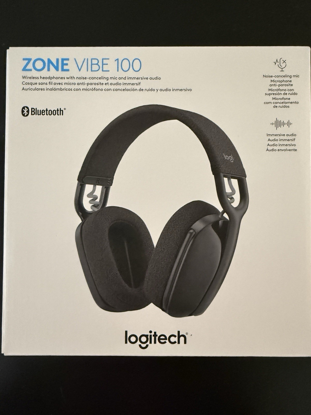 Logitech Zone Vibe 100 Wireless Bluetooth Headphones Noise Cancelling Black