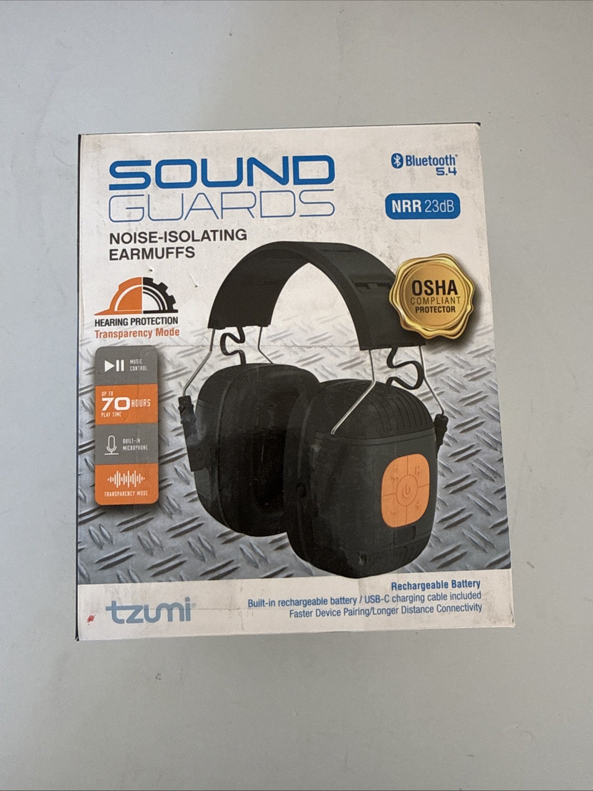 Tzumi Sound Guards Bluetooth Noise Hearing Protection Headphones – New, Open Box