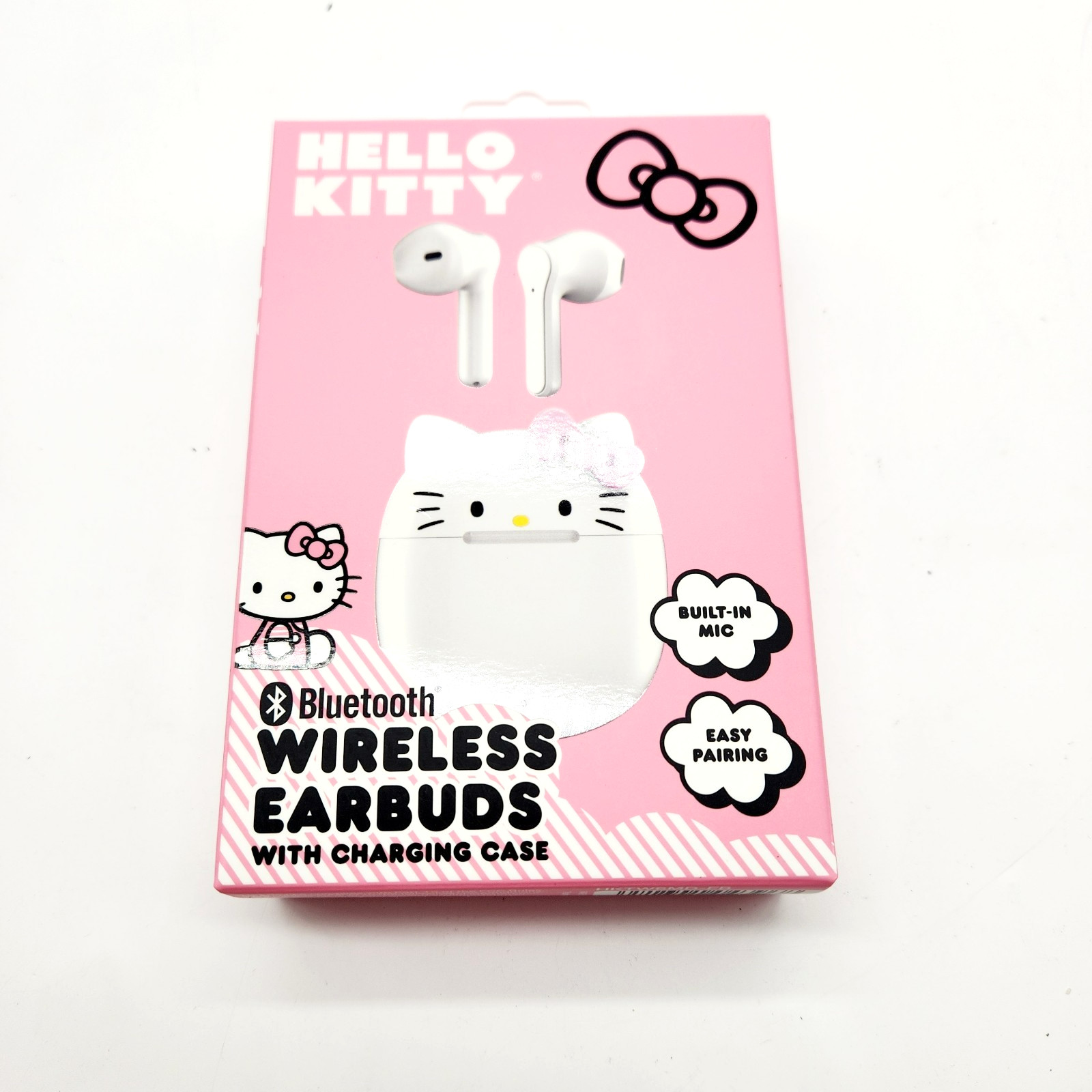 Hello Kitty Wireless Earbuds w/ Charging Case & Mic – White – Bluetooth Cute Gif