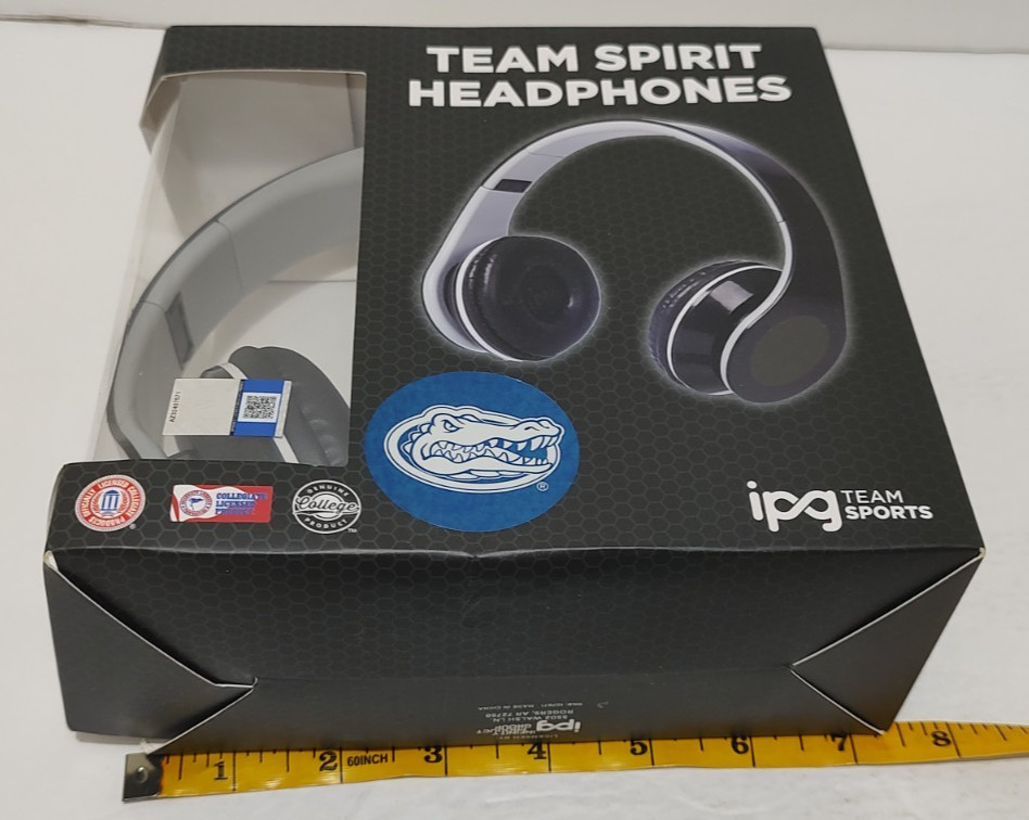 NCAA Florida Gators Foldaway Headphones 3.5mm Black w Blue & White New in Box