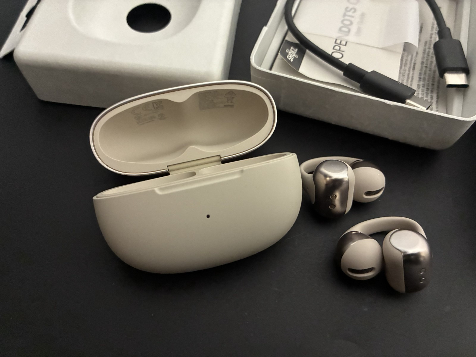 Shokz – OpenDots ONE Open-Ear True Wireless Earbuds – Beige E310- IN Box!