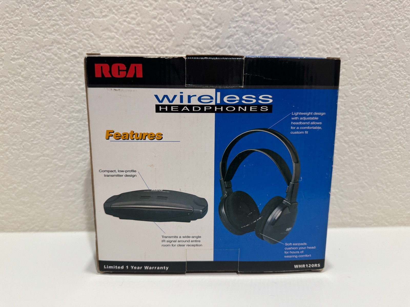 RCA Wireless Headphones Infra Red WHR120RS 25′ NEW Open Box Over Ear