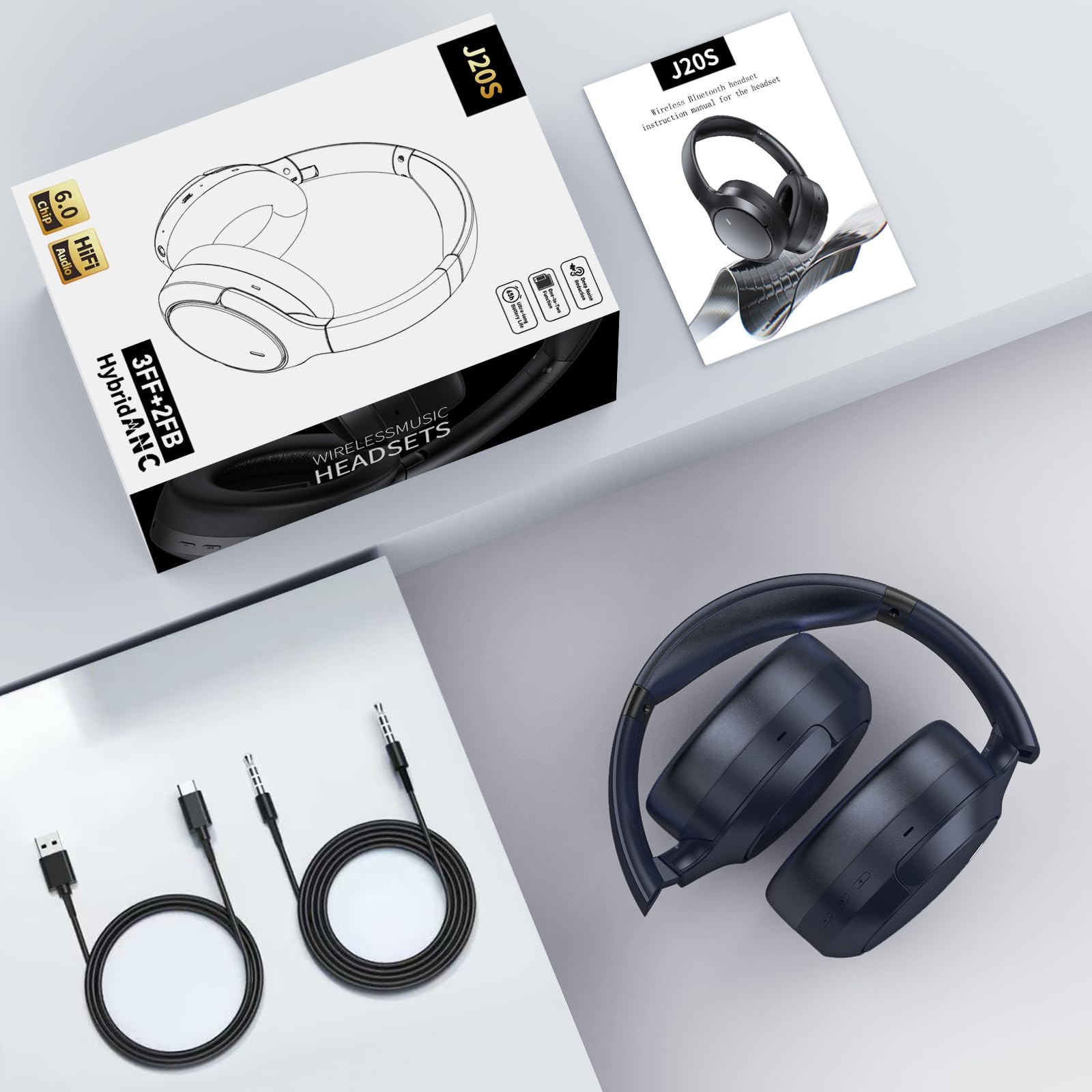 Hybrid ANC Wireless Over-Ear Headphones, 100H Playtime, Hi-Res Audio, Bluetoo…