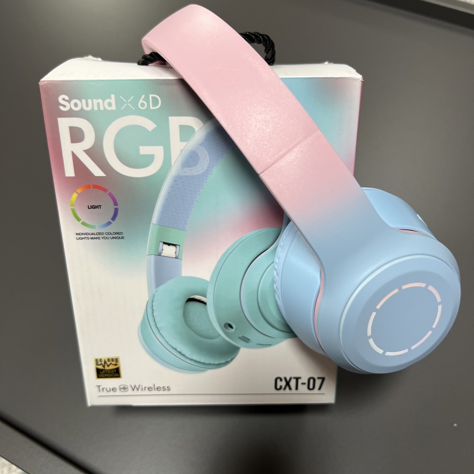 LED Adjustable Wireless Headphones Pink/blue Kids Adults Fold Up To Store