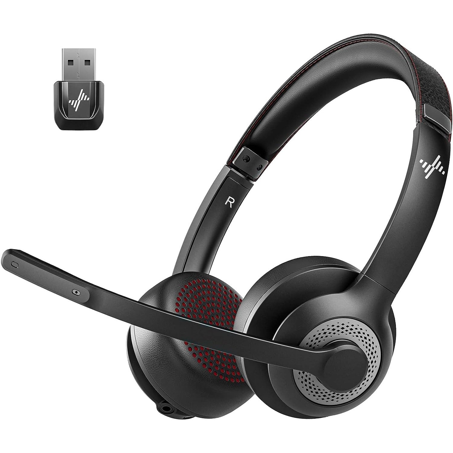 JIAMQISHI Wireless Headset with Mic for Work, Bluetooth V5.2 Headphones AI