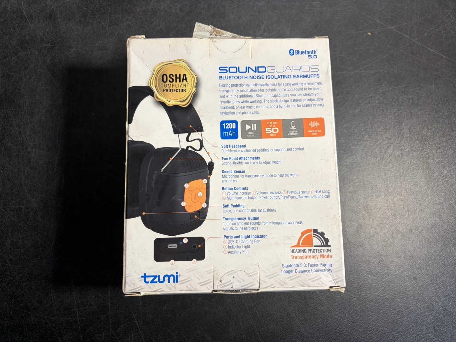 Tzumi Sound Guards Bluetooth 5.0 Noise Isolating Earmuffs NRR 23dB New