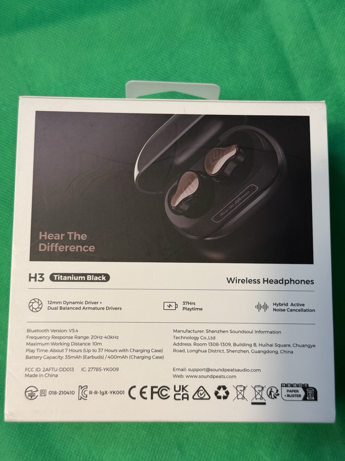 SoundPEATS H3 Wireless In-Ear Earbuds ANC Bluetooth Black 12mm 20Hz-40kHz