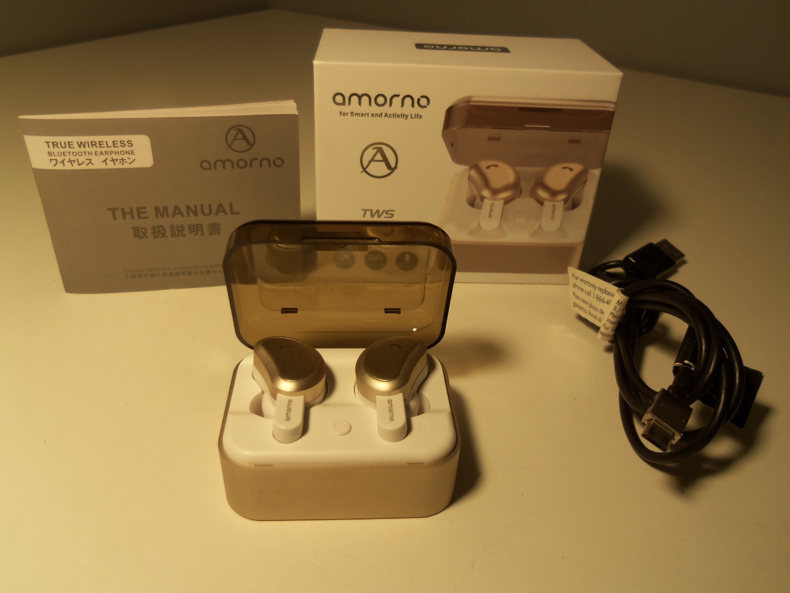 AMORNO True Bluetooth Wireless Earbuds RoseGold HM2060 – V5.0+EDR+Dual Mode