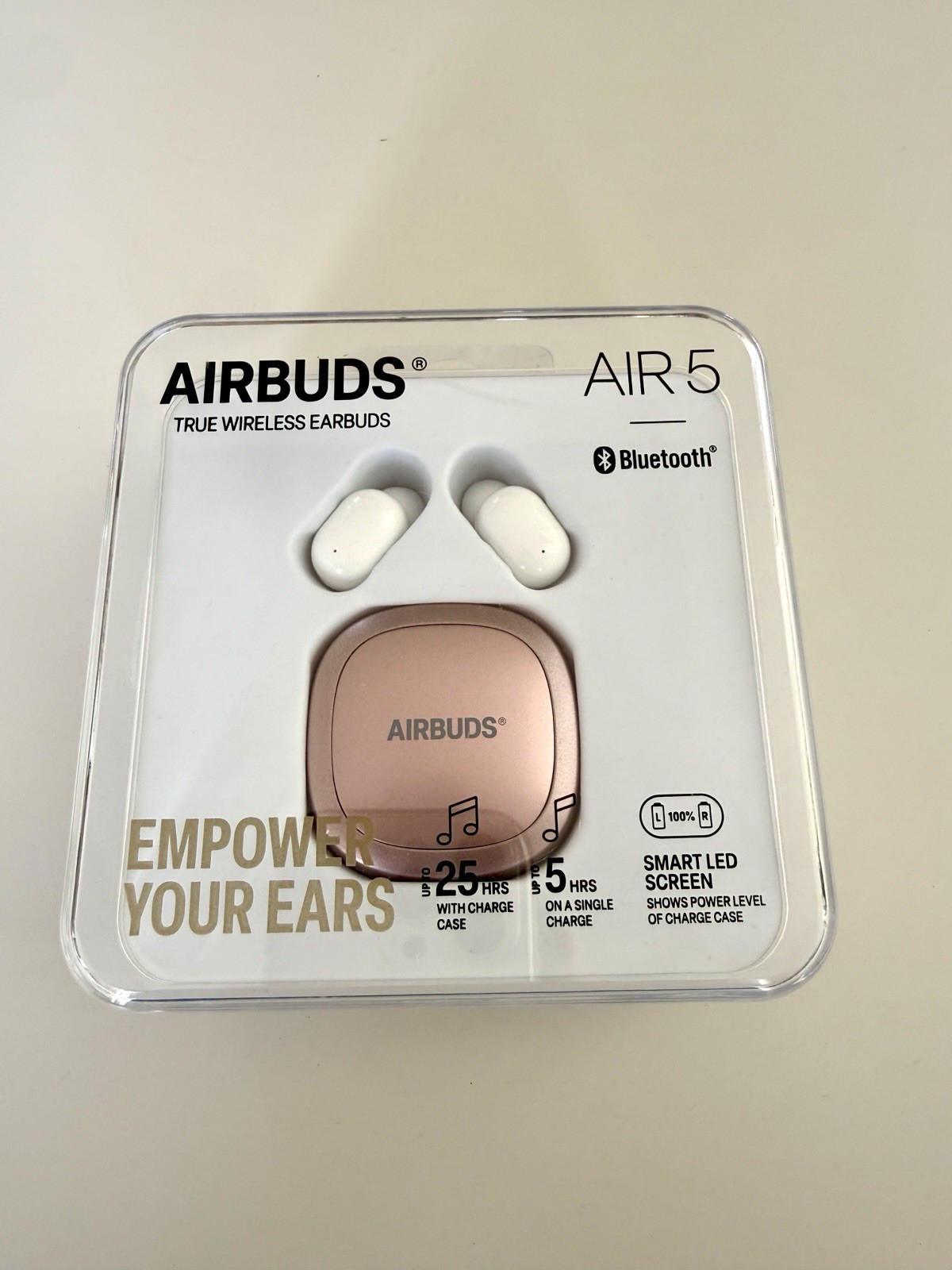 AIRBUDS AIR5 True Wireless Bluetooth Earbuds White w/ Charging Case, Auto Pairi…