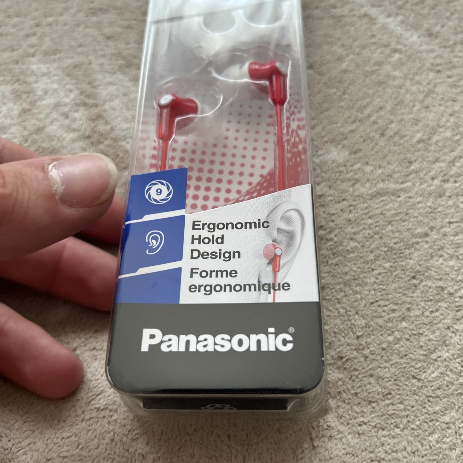 Panasonic Ergo-fit Red Ergonomic design, Wired In-Ear buds for MP3 CD iPod NEW
