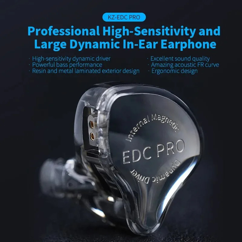 KZ EDC Pro HiFi In-Ear Wired Earphones Dynamic Driver IEM Bass Headphones 3.5mm