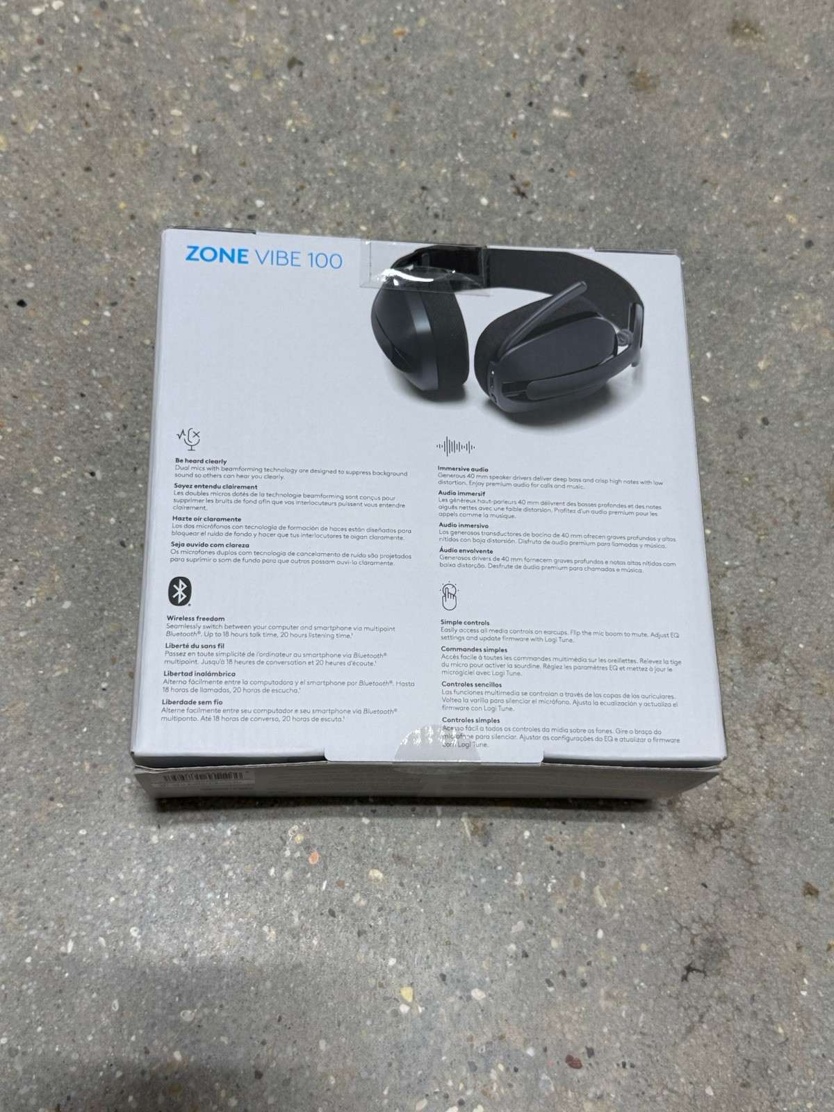 Logitech Zone Vibe 100 Lightweight Wireless Over Ear Headphones Mac/PC Graphite