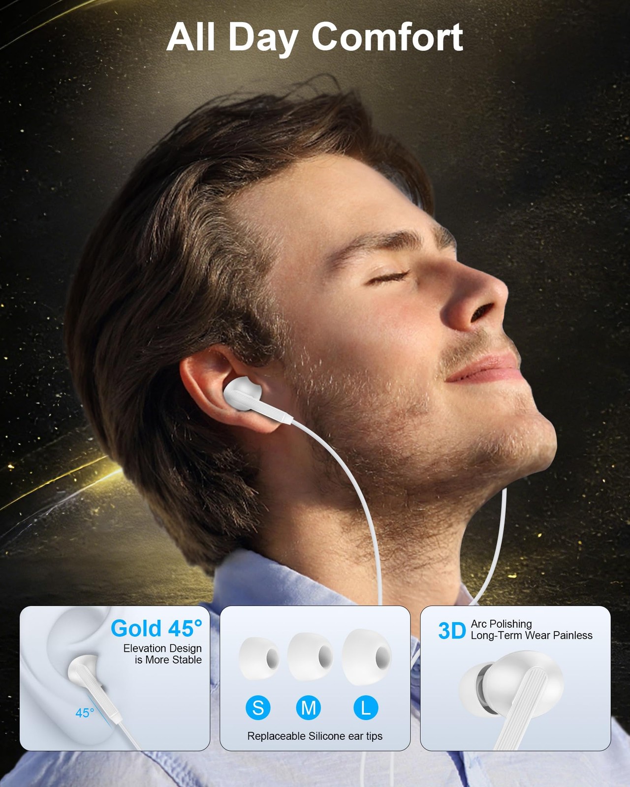 iPhone 17e 17 Headphones Wired USB C Ear Buds for 17 Pro Max White