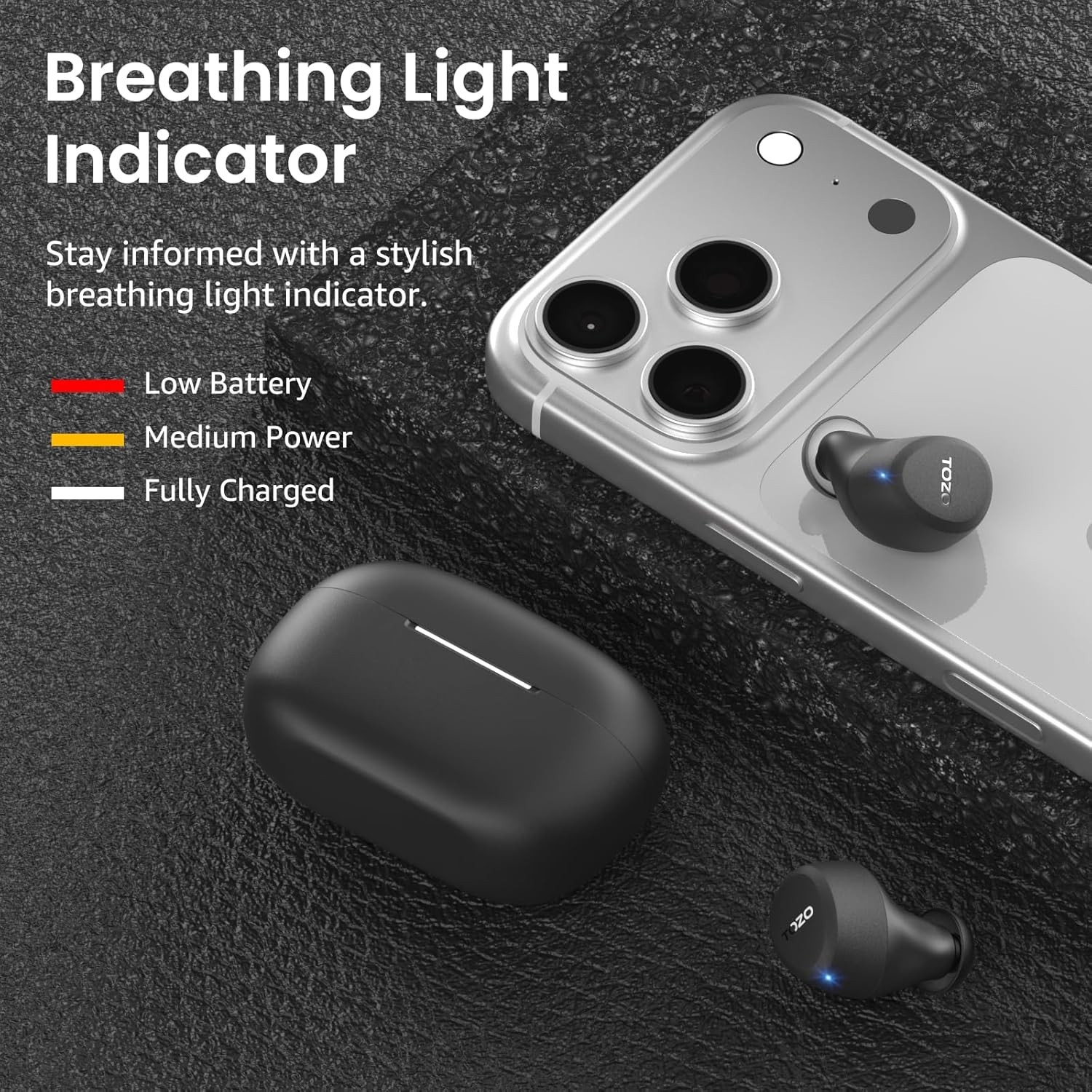TOZO A1 Wireless Earbuds with 32 Preset EQ, IPX5 Waterproof, and Lightweight Fit
