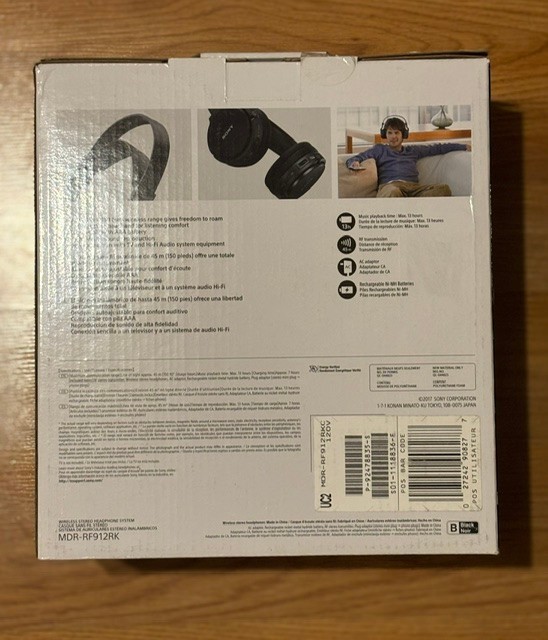 Sony MDR-RF912RK Over-Ear Wireless Radio Frequency Stereo TV Headphone System