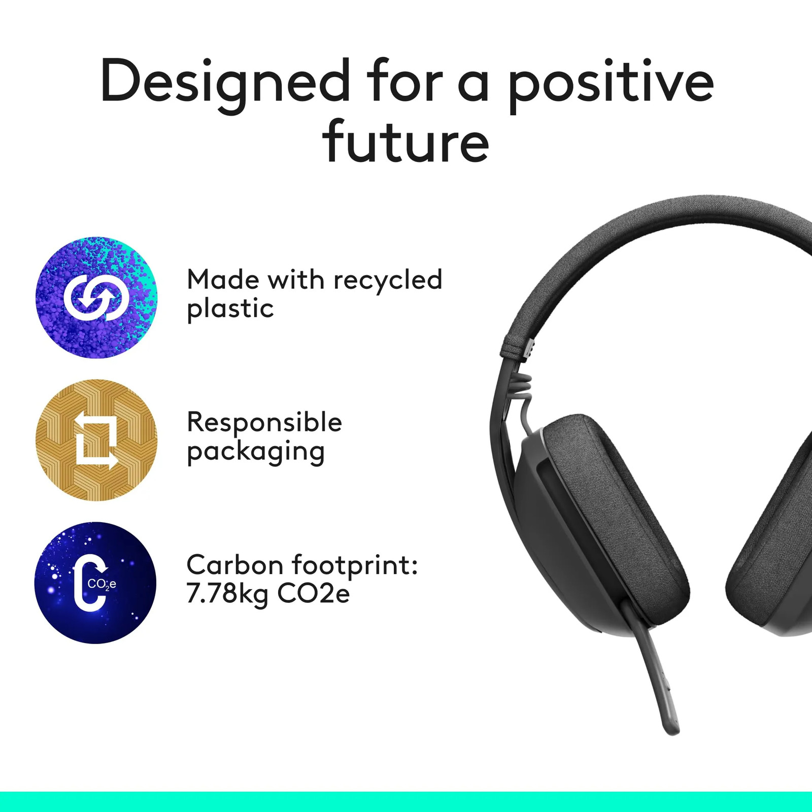 Logitech Zone Vibe 100 Wireless Over Ear Headphones Noise Canceling Mic Graphite