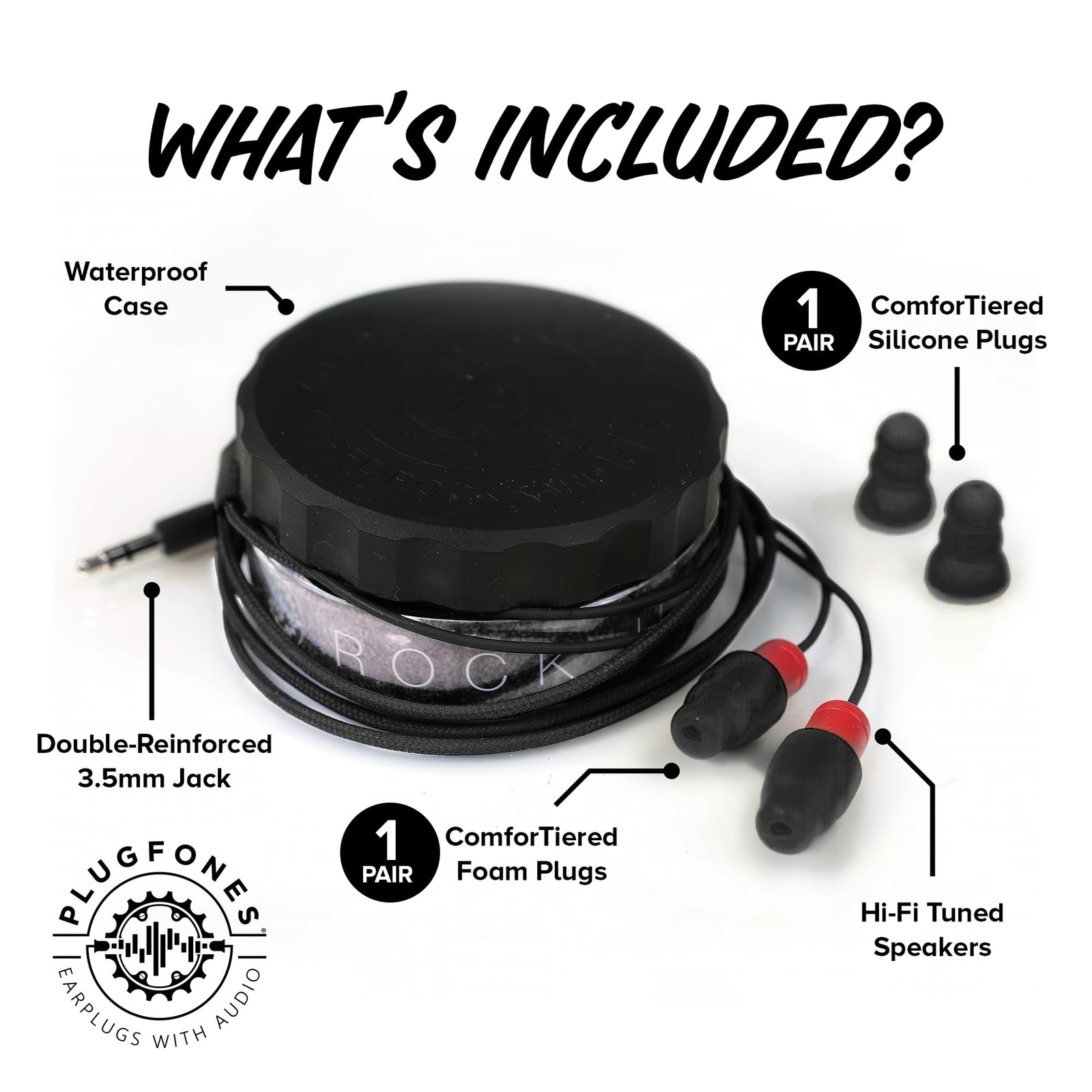 Plugfones Protector Black Red Earbuds