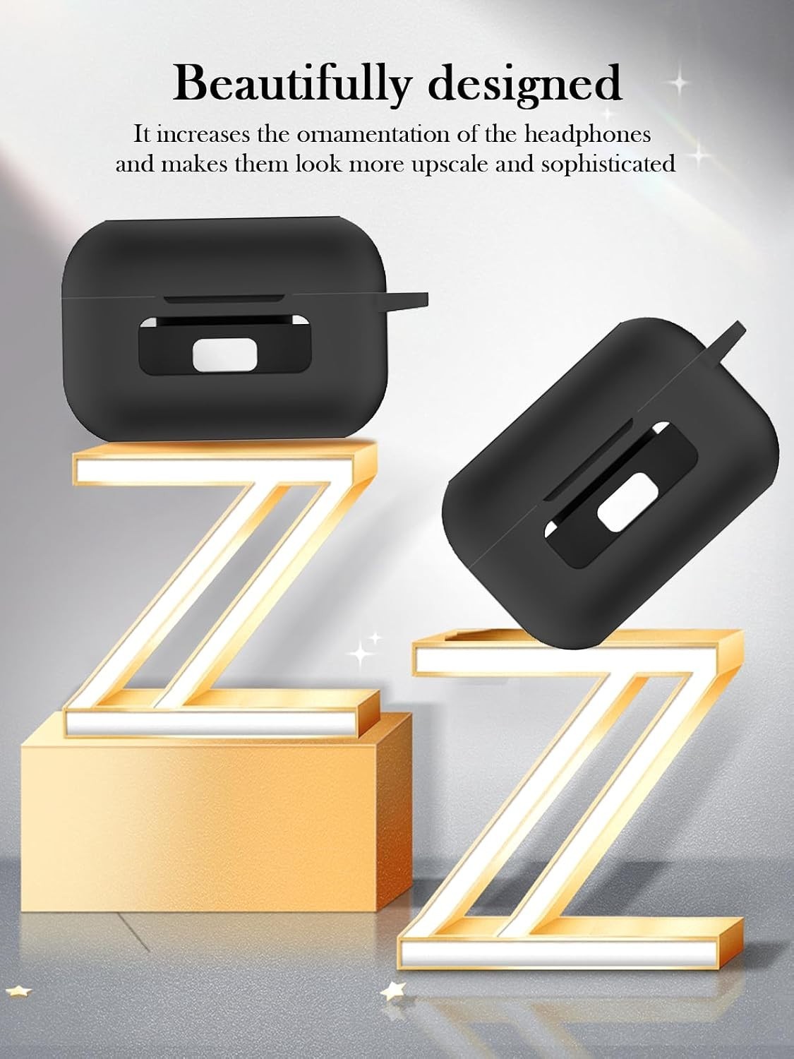 Black Silicone Case for TOZO NC9 Earbuds with Keychain & Accessories