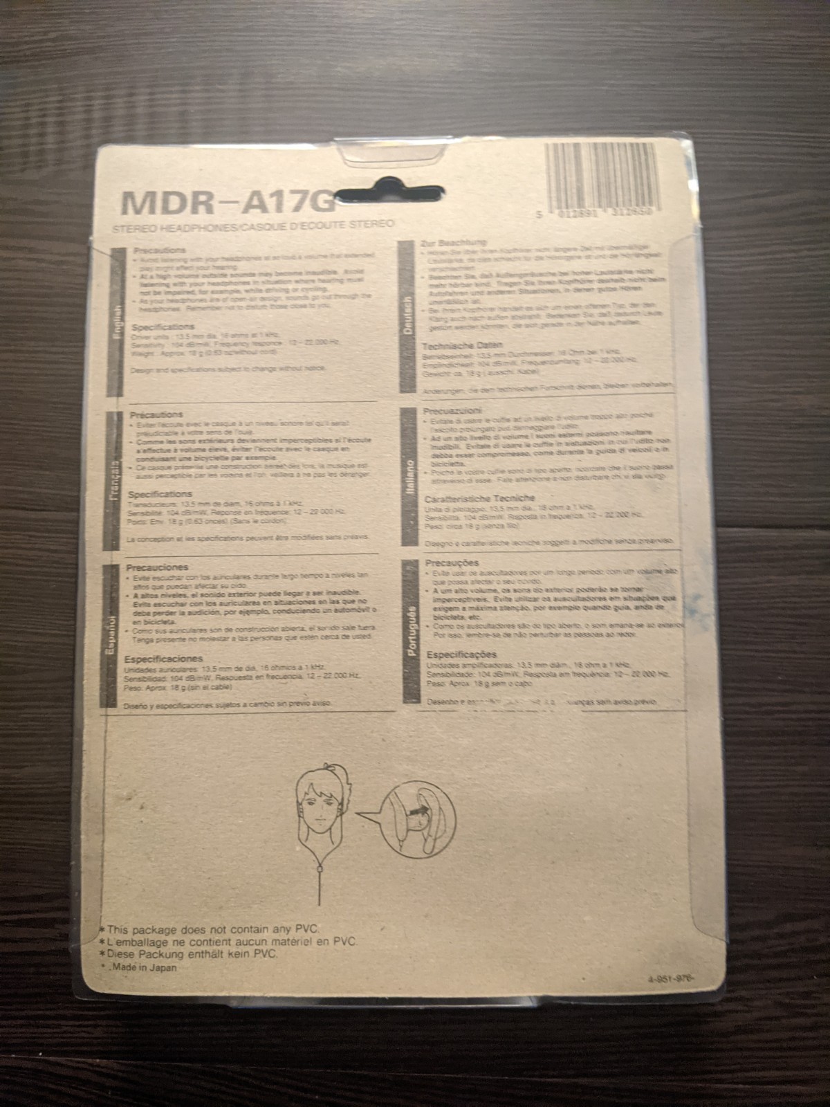 Vintage 90s Sony Sports MDR-A17G Walkman Headphones – New, Original Packaging