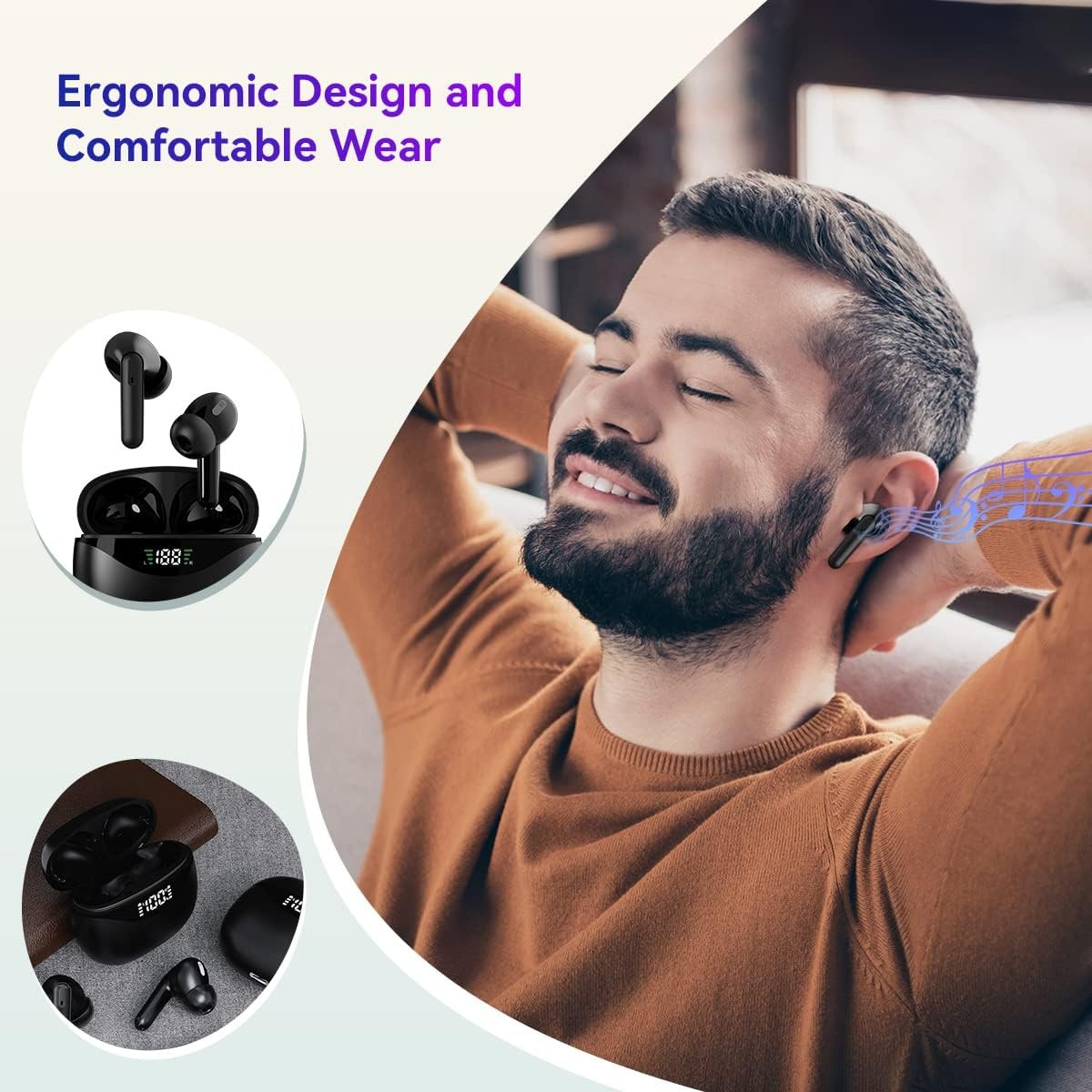 TWS Wireless Bluetooth 5.3 Earbuds Stereo Headset Noise Cancelling Trucker w/Mic