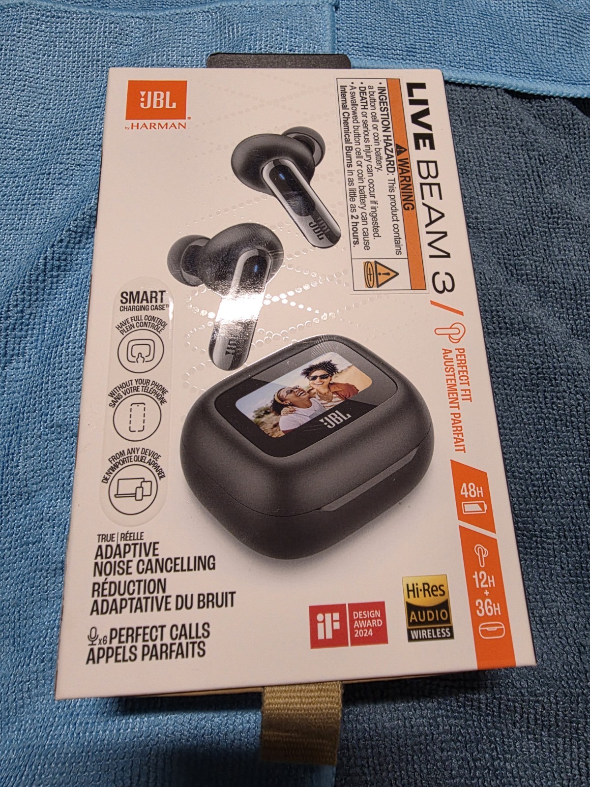 JBL Live Beam 3 Noise Cancelling Earbuds Black