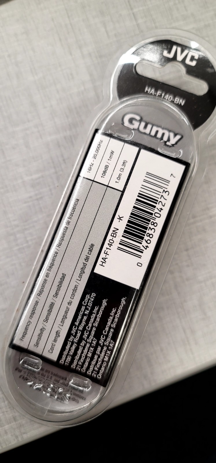 JVC Gumy HA-F140-BN In-Ear Earbuds 2.5mm Jack Olive Black 1.0m 16-20k