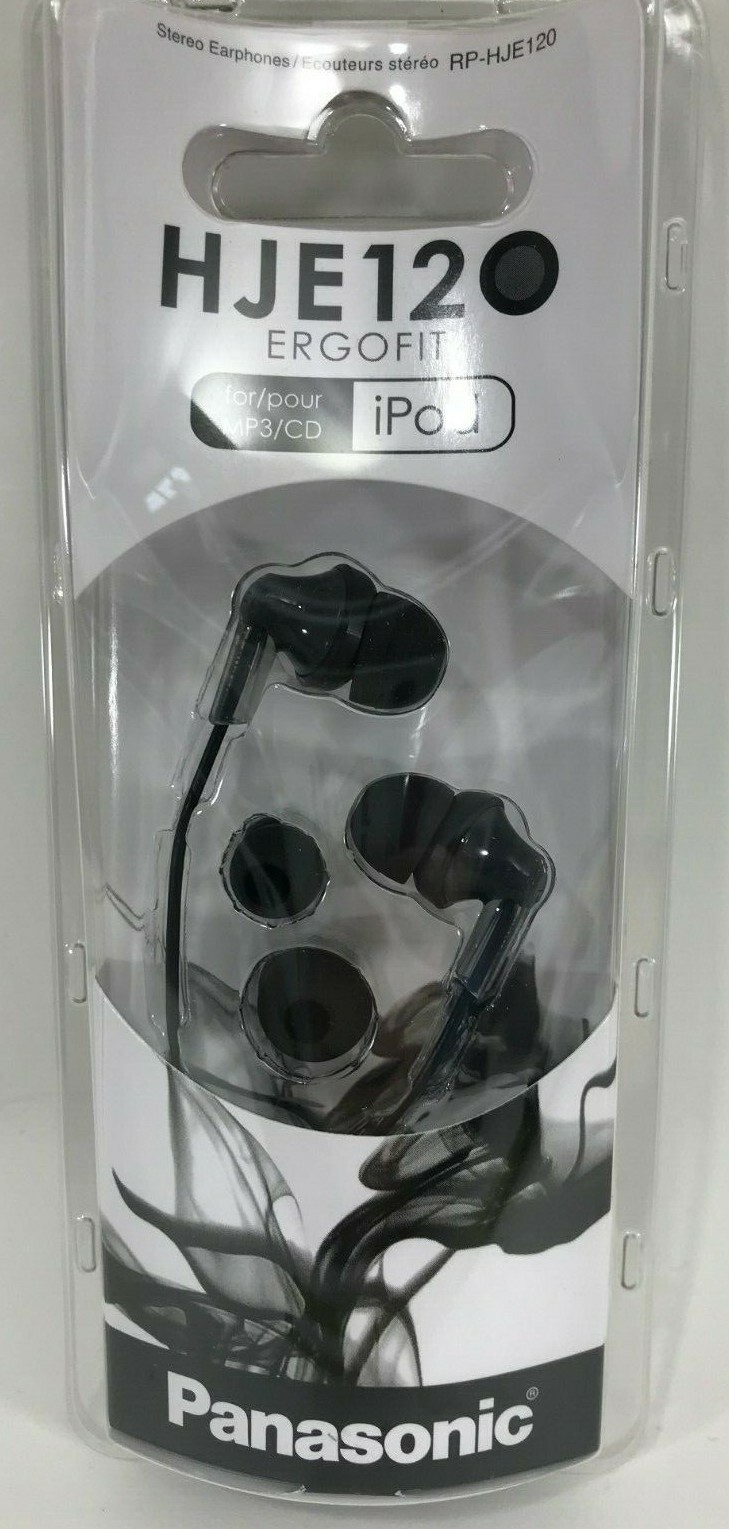 Panasonic – RP-HJE120PPK – ErgoFit Wired In-Ear Stereo Earbud Headphones – Black