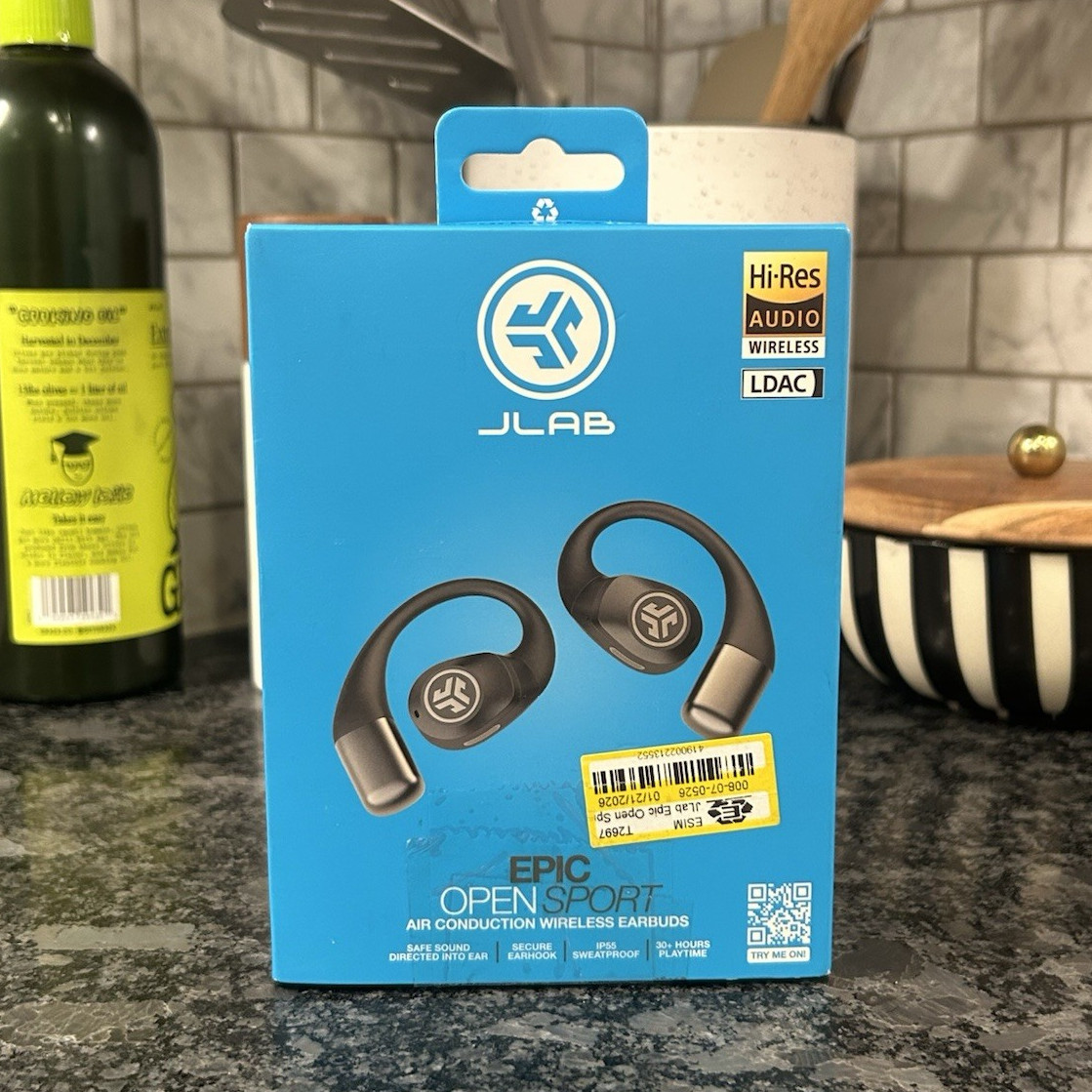 JLab Epic Open Sport Air Conduction Wireless Bluetooth Earbuds Black/Gray