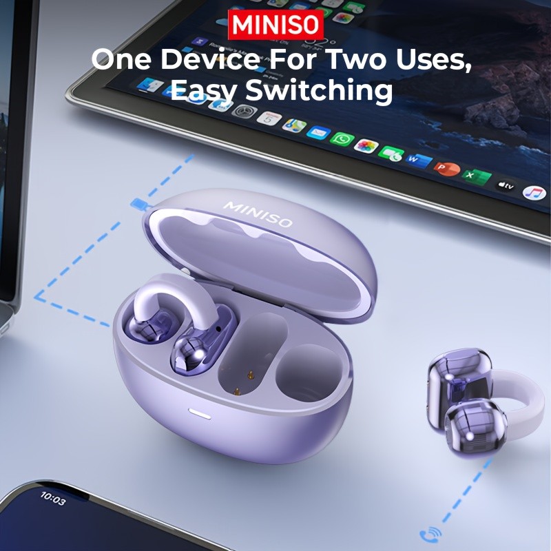 Miniso MS198 Wireless Clip-on Earbuds Bluetooth Headset AI Translator Headphones