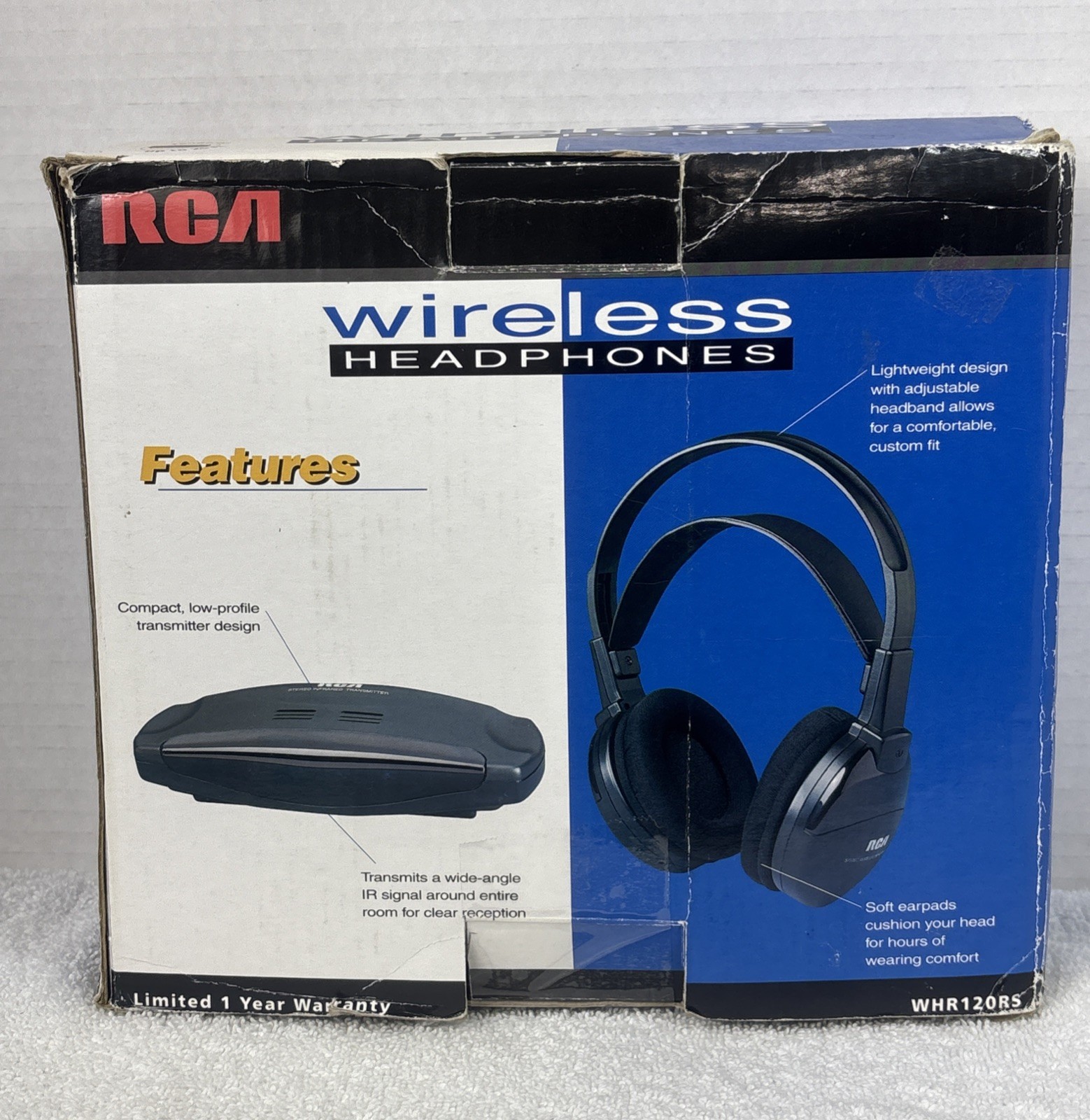 VTG RCA WHR120RS Wireless Infrared Headphones w/Infrared Transmitter Open Box