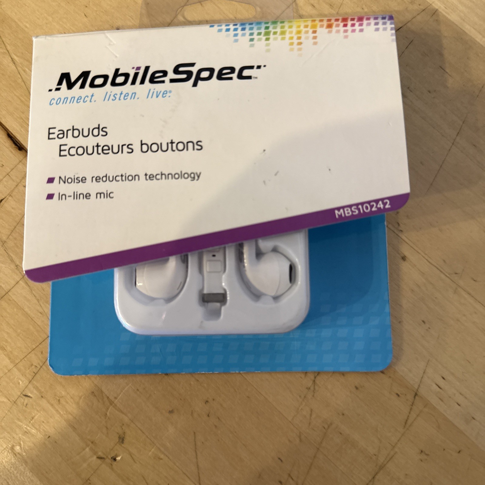Mobilespec MBS10242 Earbuds Noise Reduction Black 3 Ft. Cord Fast Free Shipping