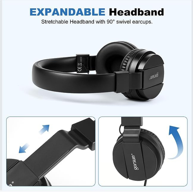 Headphones Wired on Ear Foldable 3.5Mm Plug in Headphones | Tangle-Free Corded H