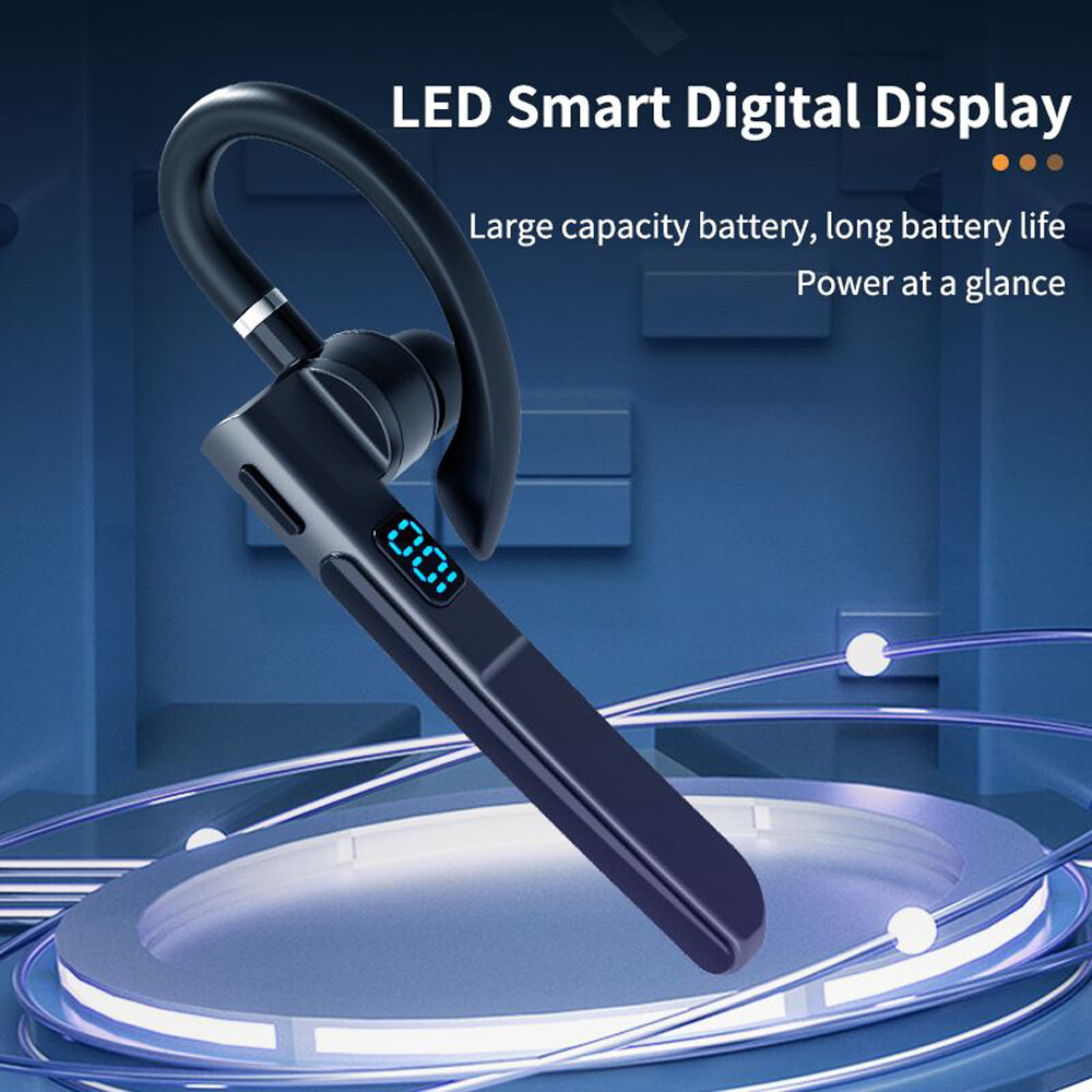 New Trucker Wireless Bluetooth Earpiece Headset Dual Mic Earbud Noise Cancelling