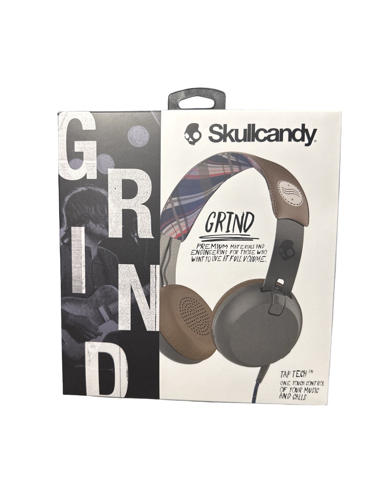 Grind Brown And Plaid Wired Tap Tech Headphones NEW