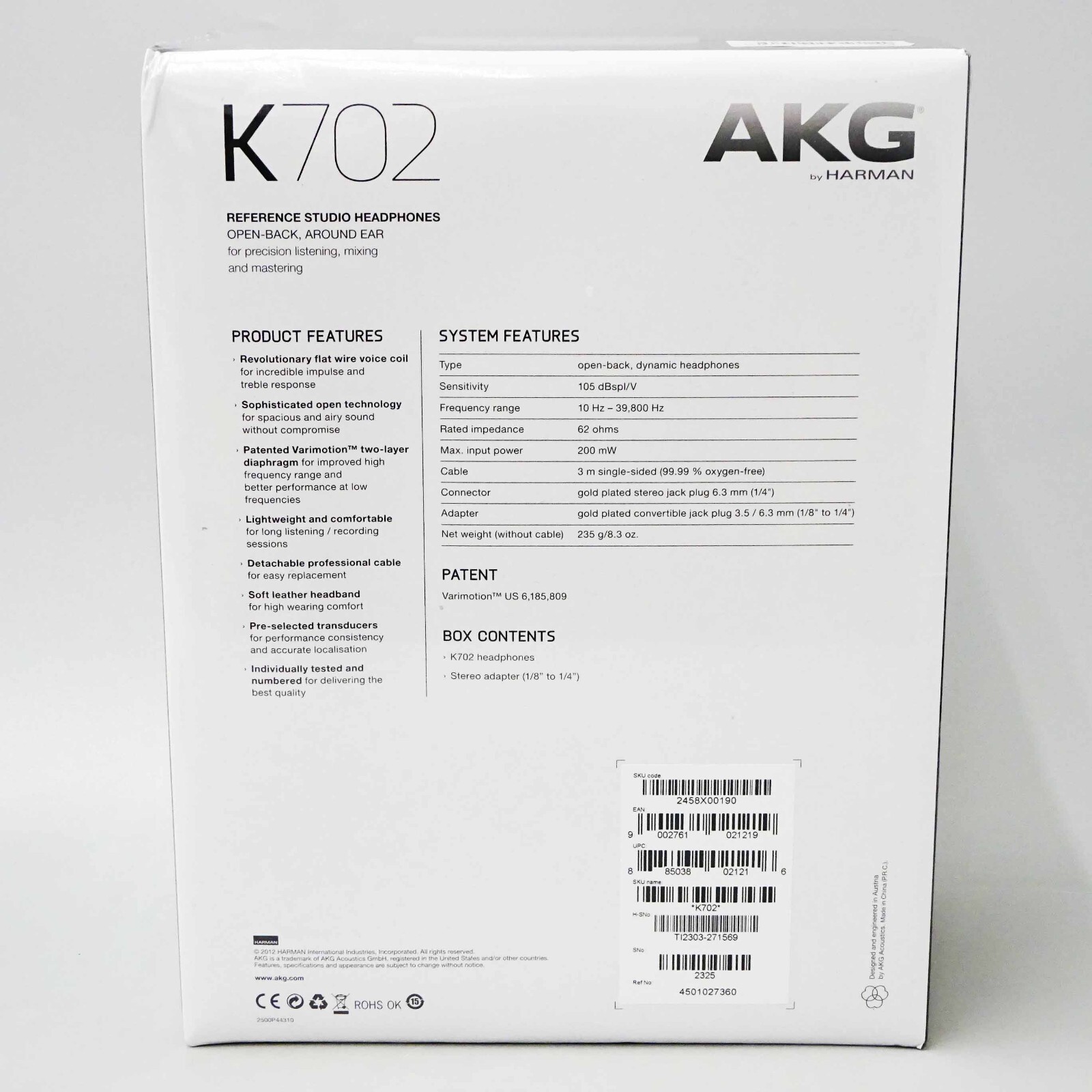 AKG Pro Audio K702 Channel Studio Headphones japan F/S