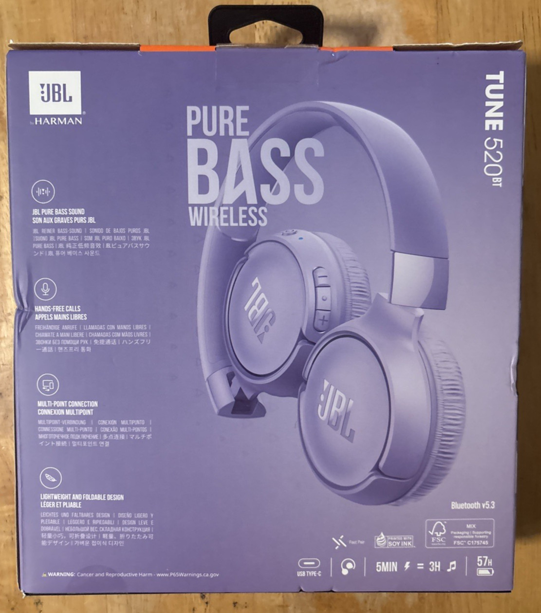 JBL Tune 520BT Wireless Headphones (JBLT520BTPURAM)… FREE S&H!