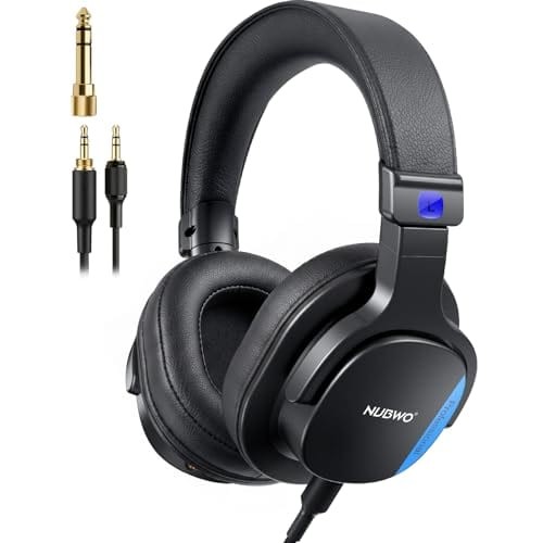 NUBWO HD01 Wired Over Ear Studio Monitor Headphones with 1/4 inch Adapter