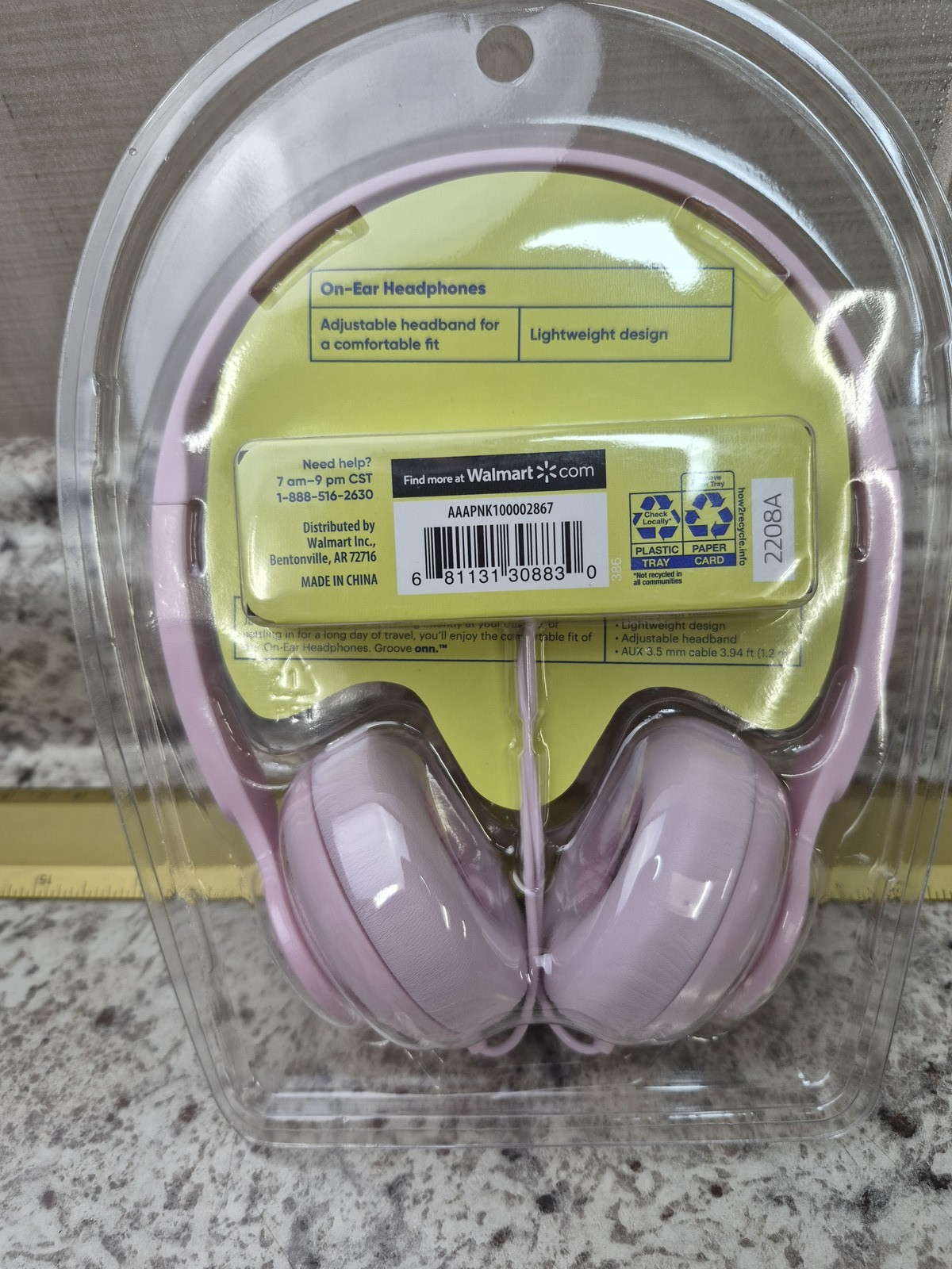 Groove Onn. On-Ear Headphones Pink Wired Adjustable Headband 3.5mm AUX New