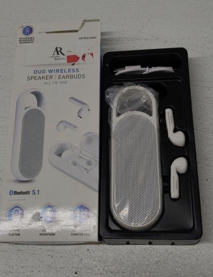 Air Buds Air Duo 2 In 1 True Wireless Earbuds & Bluetooth Speaker Sealed – White