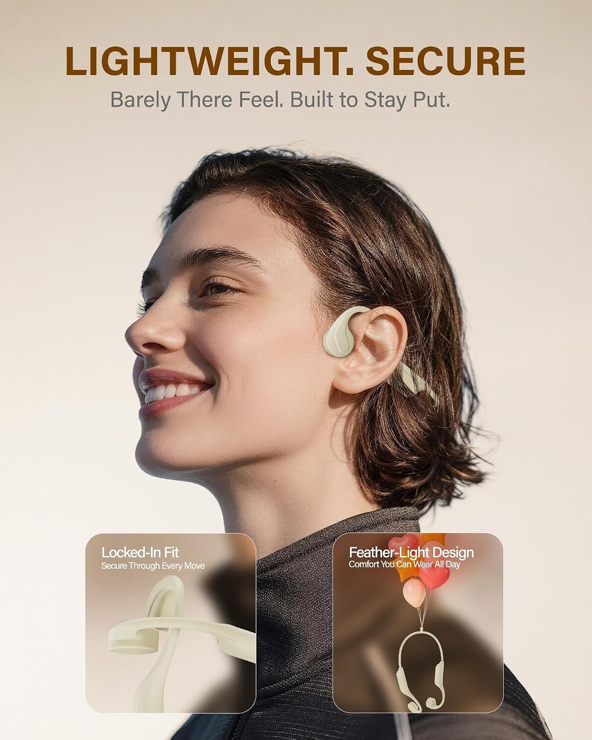 Bone Conduction Headphones Wireless Bluetooth 6.0 Open Ear Sports Earbuds Black
