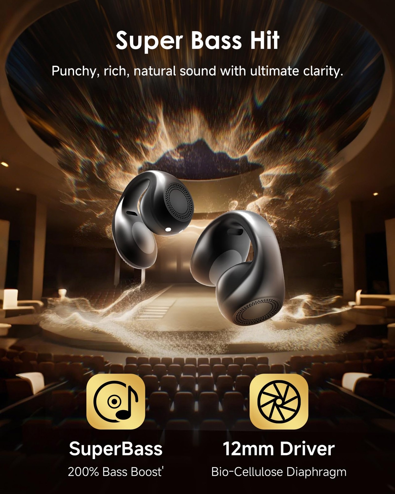 Clip-On Earbuds,Comfort Air Cushion Open Ear Earbuds Wireless Bluetooth 5.4 M…