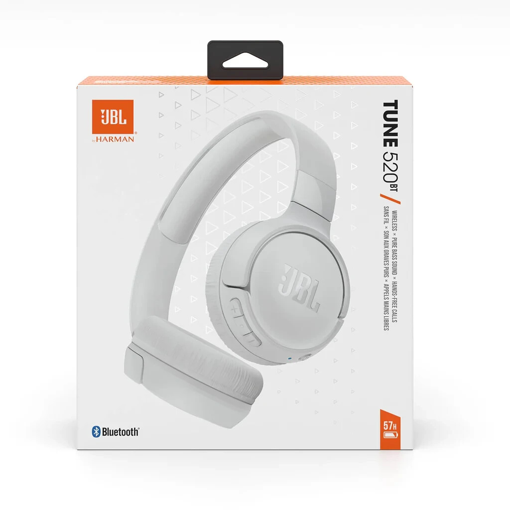 JBL Tune 520BT Wireless Bluetooth On-Ear Headphones White New Sealed