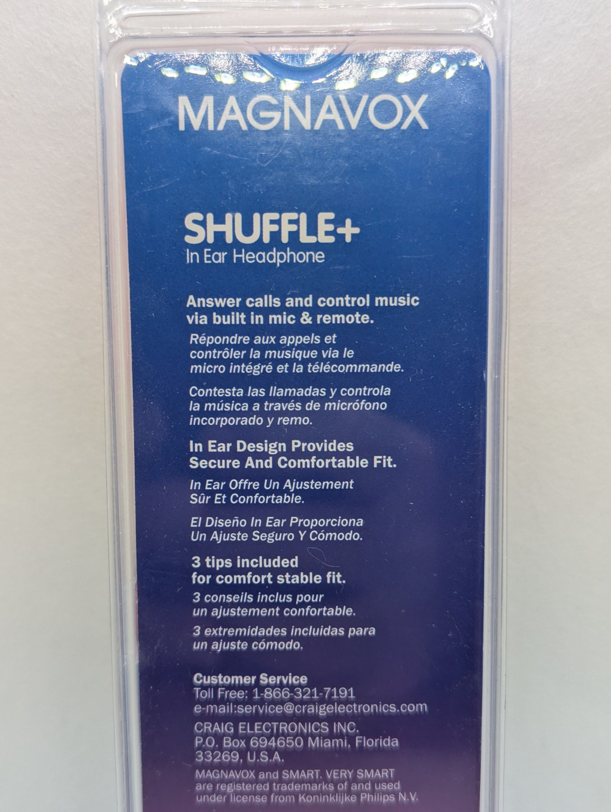 Magnavox Shuffle + In Ear Headphones w/ Handsfree Mic & Music Ctrl, Pink – NEW